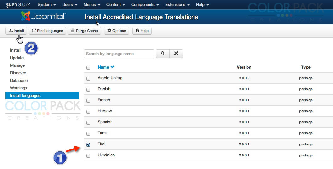 joomla 3.0 Stable  เลือกภาษาไทย