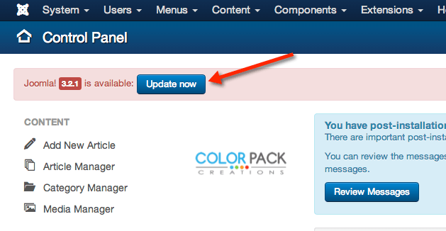 joomla3.2.1 update