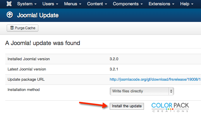 joomla32 update install