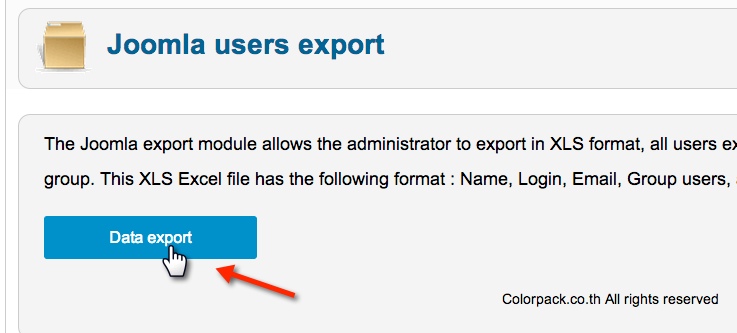 joomla user export excel data export