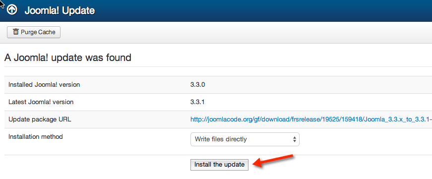 การอัพเดตจาก Joomla! 3.3.0 ไปเป็น Joomla! 3.3.1